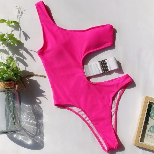 Leopard Swimwear Women Swimsuits Cut Out Monokini 2021 One Piece Bathing Suit Women Sexy One Shoulder Bodysuit Beach Wear - Hplify