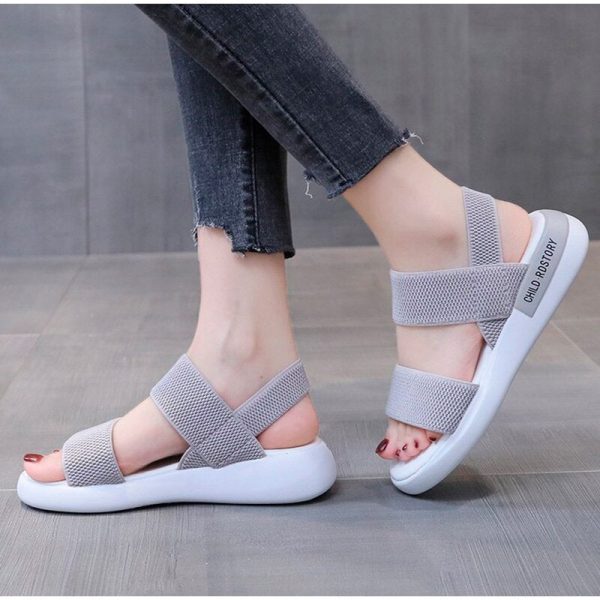 Women Sandals Stretch Fabric Solid Slip-on Causal Wedges Sandals Female Outdoor Comfort Platform Shoes Ladies Summer