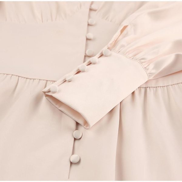 Polka Dot High Waist Midi Dresses Women V-Neck Sweet Long Puff Sleeve Elegant Dress Female 2021 Christmas Lady Party Vestidos - Hplify
