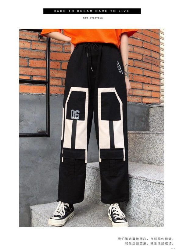 Harajuku Big Pocket Cargo Pants Women High Waist Streetwear Wide leg Casual Pants Women - Hplify