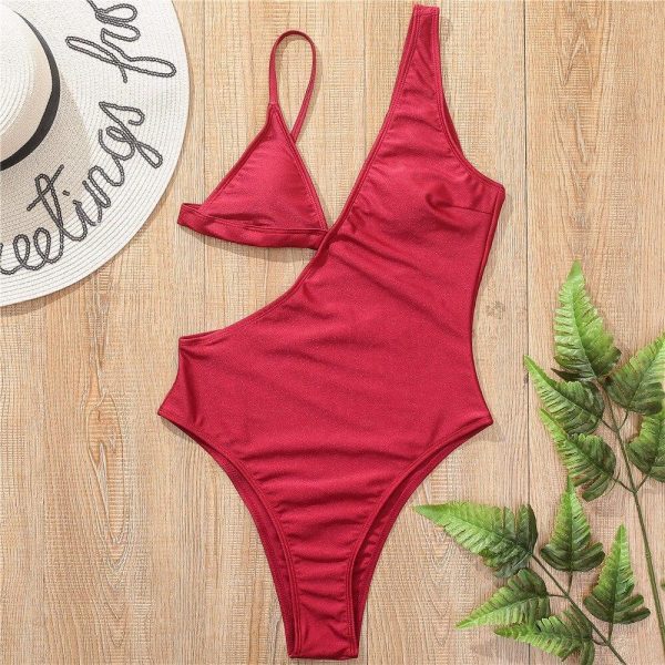 5 Colors Colorful Sexy Asymmetrical Women Swimwear One Piece Swimsuit Female Leopard Bather Bathing Suit Swim - Hplify