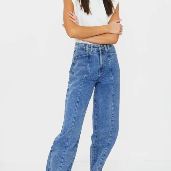 Alternative view of Women High Waist Loose Straight Jeans Carrot Leg Harem Pants