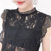 Summer new women's fresh temperament openwork lace top women's solid color wild vest women - Hplify