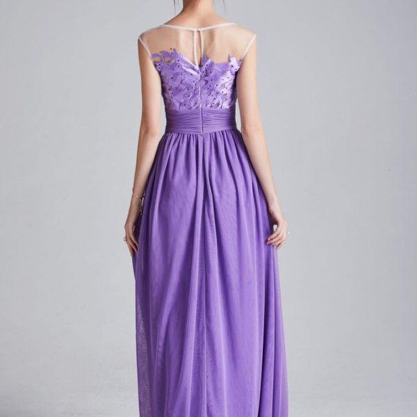 Alternative view of Women's Runway Dresses O Neck Sleeveless Embroidery Patchwork Beaded Sexy Tulle Laid Over Fashion Casual Long Party Prom