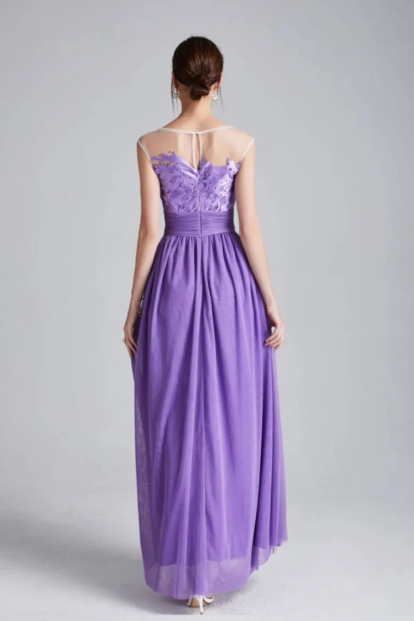 Alternative view of Women's Runway Dresses O Neck Sleeveless Embroidery Patchwork Beaded Sexy Tulle Laid Over Fashion Casual Long Party Prom