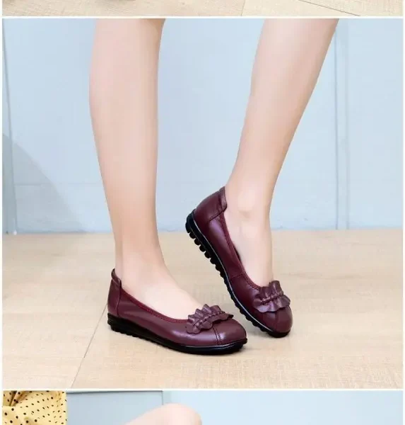 Alternative view of Fashion shoes Women Flats Round Toe Genuine Leather Women's shoes Flat Casual Shoes Woman Large Size