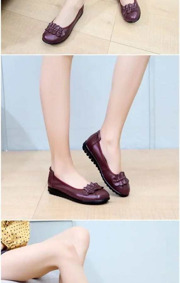 Alternative view of Fashion shoes Women Flats Round Toe Genuine Leather Women's shoes Flat Casual Shoes Woman Large Size
