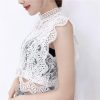 Summer new women's fresh temperament openwork lace top women's solid color wild vest women - Hplify