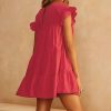 Women Casual Ruffle O Neck Short Sleeve Dress - Hplify