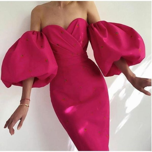 Polka Dot High Waist Midi Dresses Women V-Neck Sweet Long Puff Sleeve Elegant Dress Female 2021 Christmas Lady Party Vestidos - Hplify