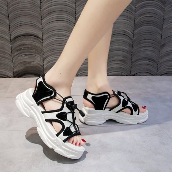 Alternative view of Women Sandals Wedges Platform Mesh Shoes Female Summer Casual Breathable Sneaker Hook&Loop Slip On Peep Toe Ladies Sandal