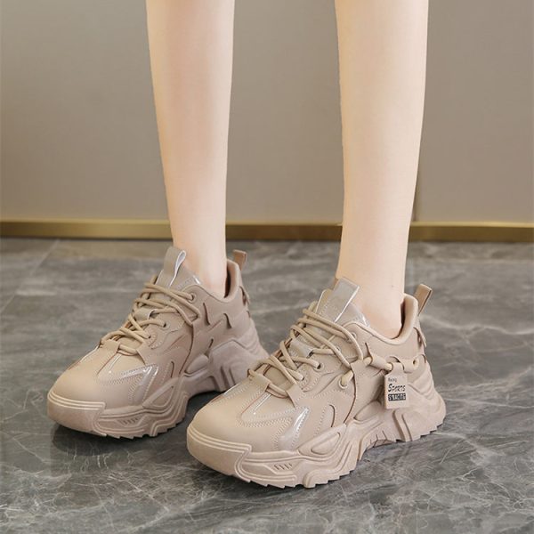 Fashion Women's Sport Shoes  Autumn Winter Korean Style Platform Sneakers High Quality Comfy Thick-Soled Black Casual Shoes