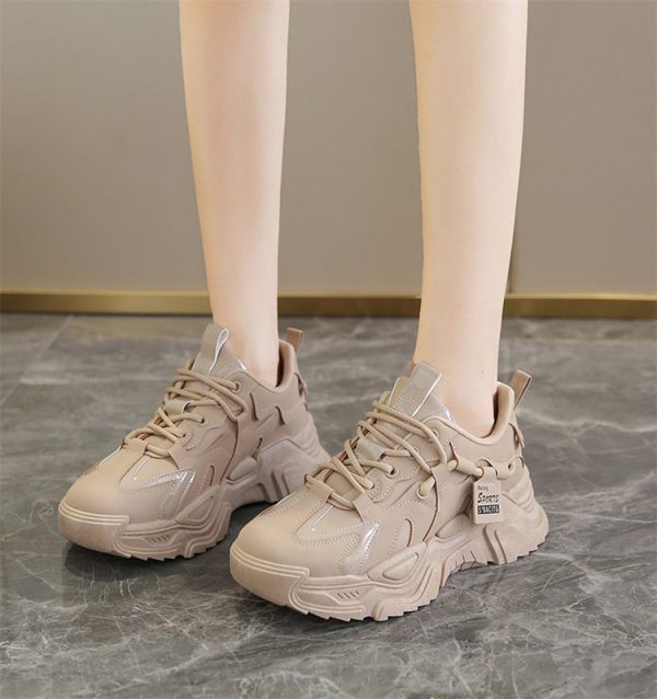 Fashion Women's Sport Shoes  Autumn Winter Korean Style Platform Sneakers High Quality Comfy Thick-Soled Black Casual Shoes