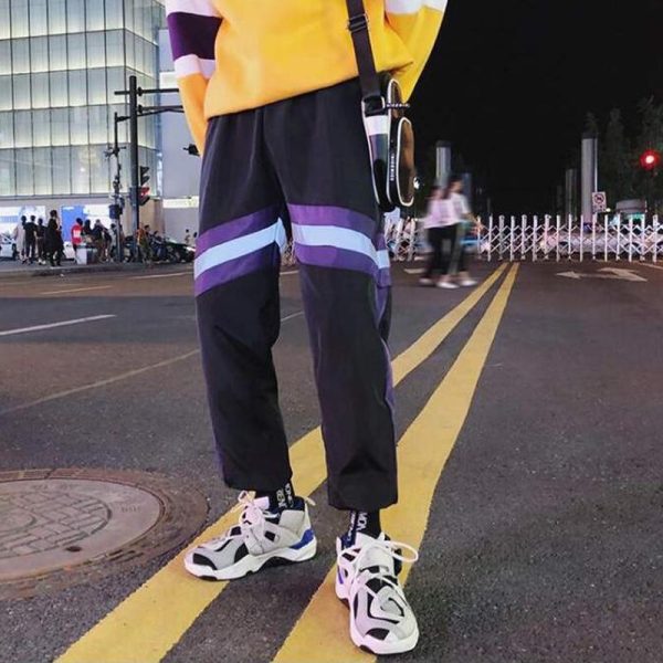 New Hip Hop Reflective pants Harajuku Casual Black Cargo Pants Women Elastic High Waist Pants Streetwear Sweatpants Jogger - Hplify