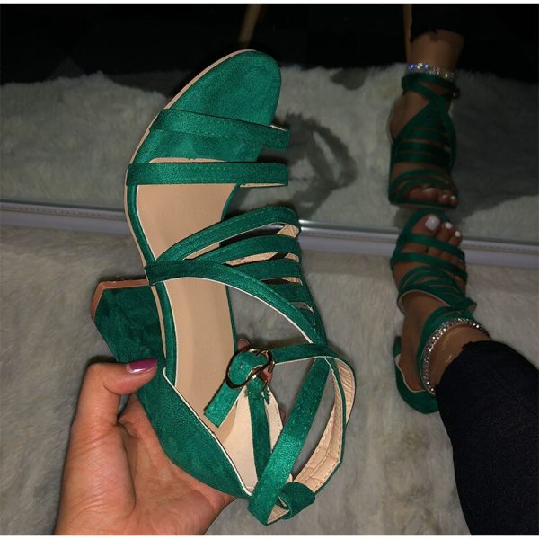 Women High Heels Sandals Summer Lady Ankle Buckle Strap Women's Cross Strap Shoes Lady Party Female Shoes Plus Size