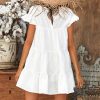 Women Casual Ruffle O Neck Short Sleeve Dress - Hplify