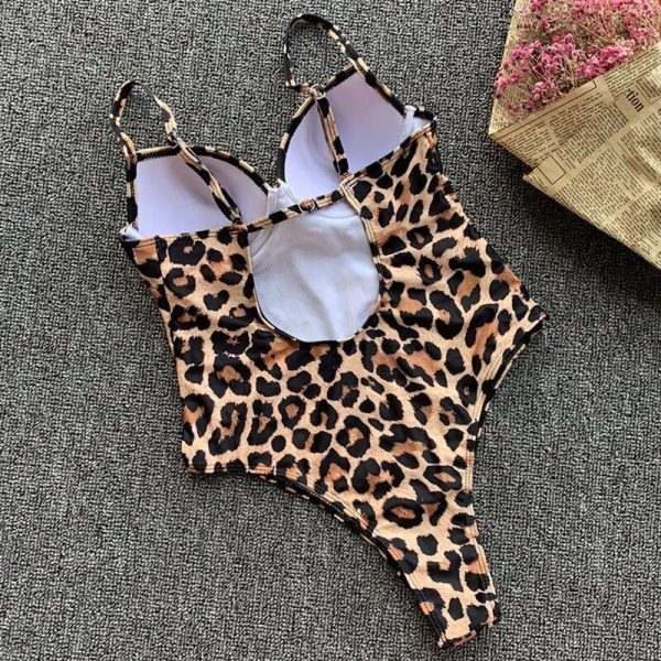 Push Up Swimsuit One Piece Swimwear Women 2021 Leopard Bathing Suits U-back Women's Swimsuits Fused High Cut Beachwear - Hplify