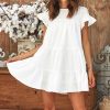 Women Casual Ruffle O Neck Short Sleeve Dress - Hplify