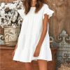 Women Casual Ruffle O Neck Short Sleeve Dress - Hplify