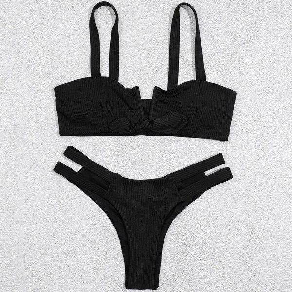Bow Green Bikinis Push Up Bikini 2021 New Arrival Hollow Out Underwire Low Waist Swimsuit Sexy Swimwear Women Biquini - Hplify