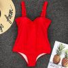 Push Up One Piece Swimsuit Women Swimwear Solid Black Bodysuit Bathers 2021 New Bathing Suits Sexy Summer Beach Wear - Hplify