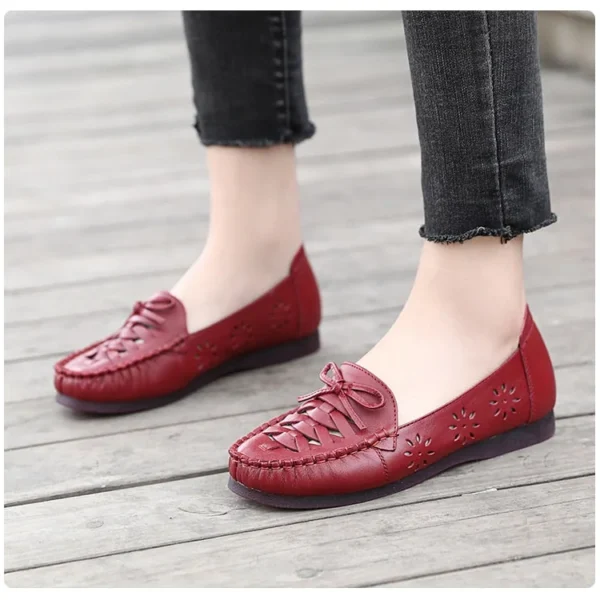 Alternative view of Women Genuine Leather Flat Shoes Hollow Out Loafers Women Sandal