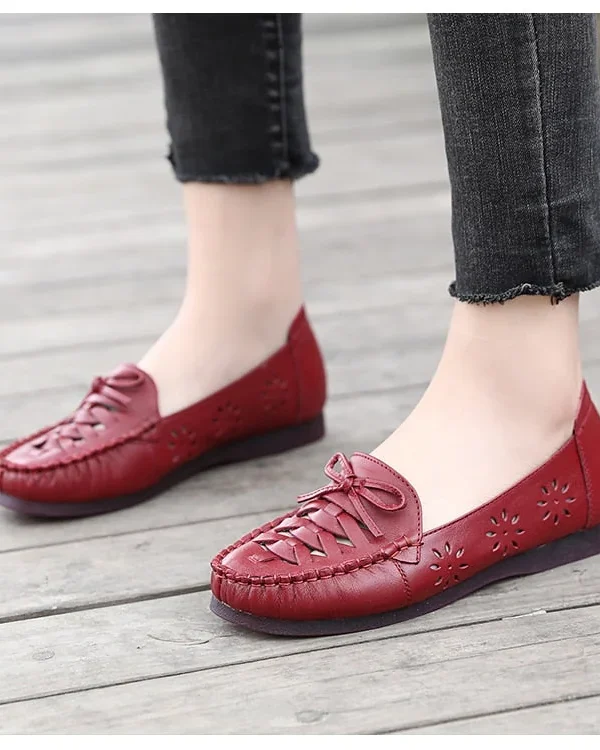Alternative view of Women Genuine Leather Flat Shoes Hollow Out Loafers Women Sandal