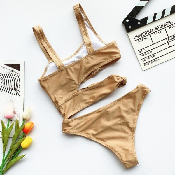 2021 Cut Out One Piece Swimsuit Female Sexy Push Up Monokini White High Cut Swimwear Women Beachwear New Bathing Suits - Hplify