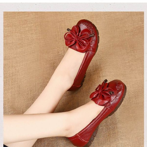 Alternative view of Spring Autumn Genuine Leather Slip On Flat Shoes Women Loafers Soft Bottom Shallow Butterfly-knot Mother Casual Shoes