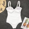 Push Up One Piece Swimsuit Women Swimwear Solid Black Bodysuit Bathers 2021 New Bathing Suits Sexy Summer Beach Wear - Hplify