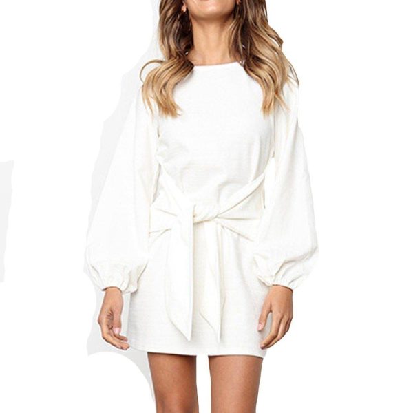 @ Women's Bandage Dress Long Sleeve Casual Round Neck Solid Color Dress Solid Color Sexy Dress Bodycon Dress Autumn Dresses - Hplify