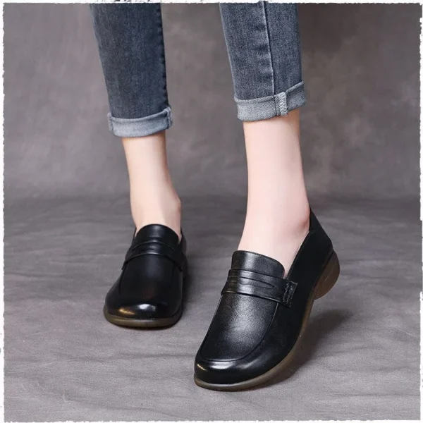 Alternative view of Fashion Slip On Loafers Women Flat Shoes  High Quality Genuine Leather Shallow Soft Bottom Casual Leather Shoes