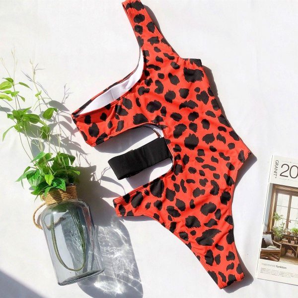 Leopard Swimwear Women Swimsuits Cut Out Monokini 2021 One Piece Bathing Suit Women Sexy One Shoulder Bodysuit Beach Wear - Hplify