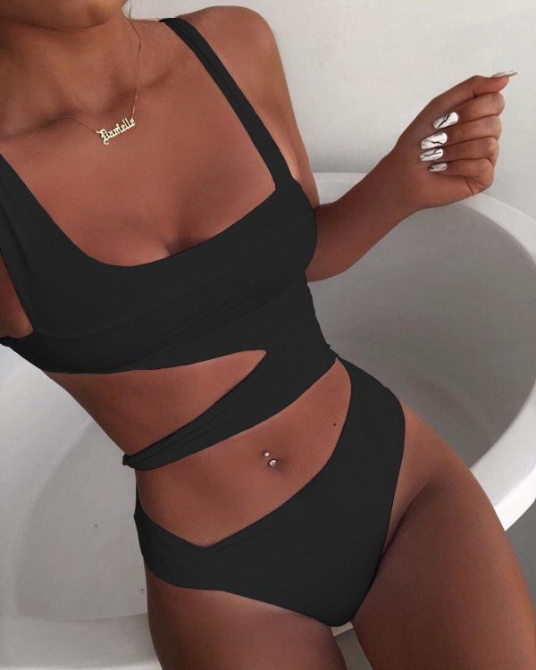 2021 Cut Out One Piece Swimsuit Female Sexy Push Up Monokini White High Cut Swimwear Women Beachwear New Bathing Suits - Hplify