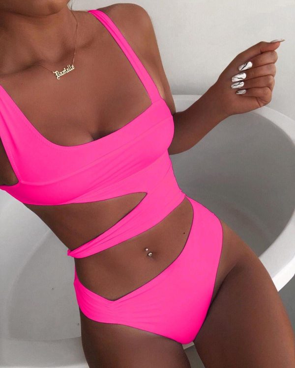 2021 Cut Out One Piece Swimsuit Female Sexy Push Up Monokini White High Cut Swimwear Women Beachwear New Bathing Suits - Hplify