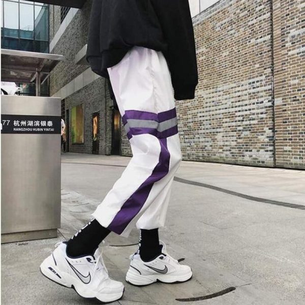 New Hip Hop Reflective pants Harajuku Casual Black Cargo Pants Women Elastic High Waist Pants Streetwear Sweatpants Jogger - Hplify