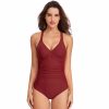 Women's Adjustable Strap Cross Back Swimsuit Deep V-neckline Shirring Tummy Control Suplice Bathing Suit  Biquini - Hplify