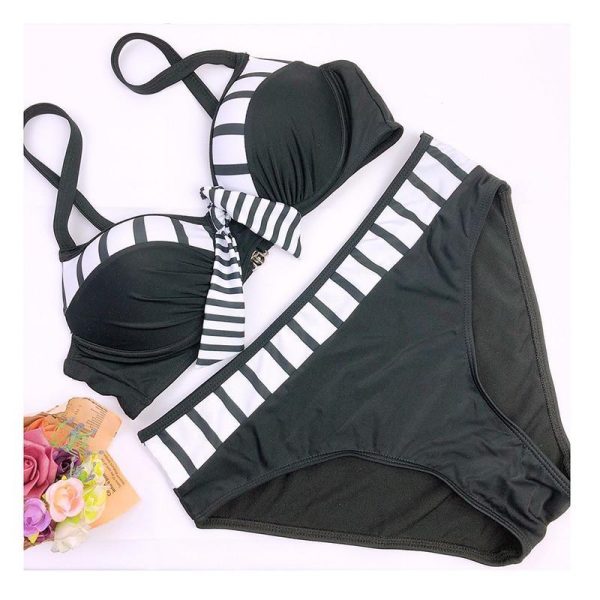 Bikini Push up 2021 Sexy Women Swimsuit Striped Patchwork Plus Size Swimwear Female Bandage Biquini Bathing suit Women - Hplify