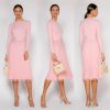 Women Knitted Long Dress Autumn Winter Slim Sleeve Ladies Dresses - Hplify