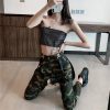 Women Suspenders Military Camouflage Pants Ladies Army High Waist Sweatpants Loose Camo Pants Trousers Hip Pop Street Joggers - Hplify