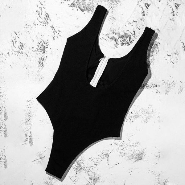 White Swimwear Women 2021 New Arrival Padded Zipper Patchwork Sexy One Piece Swimsuit Female Bathing Suit Monokini - Hplify