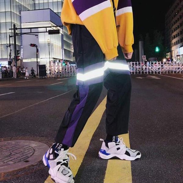New Hip Hop Reflective pants Harajuku Casual Black Cargo Pants Women Elastic High Waist Pants Streetwear Sweatpants Jogger - Hplify