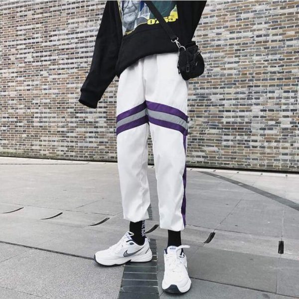 New Hip Hop Reflective pants Harajuku Casual Black Cargo Pants Women Elastic High Waist Pants Streetwear Sweatpants Jogger - Hplify