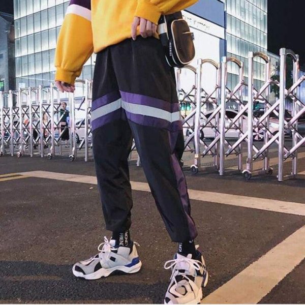 New Hip Hop Reflective pants Harajuku Casual Black Cargo Pants Women Elastic High Waist Pants Streetwear Sweatpants Jogger - Hplify