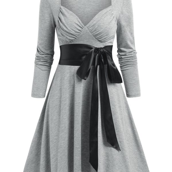 Ruched Bust Heathered Belted Mini Dress