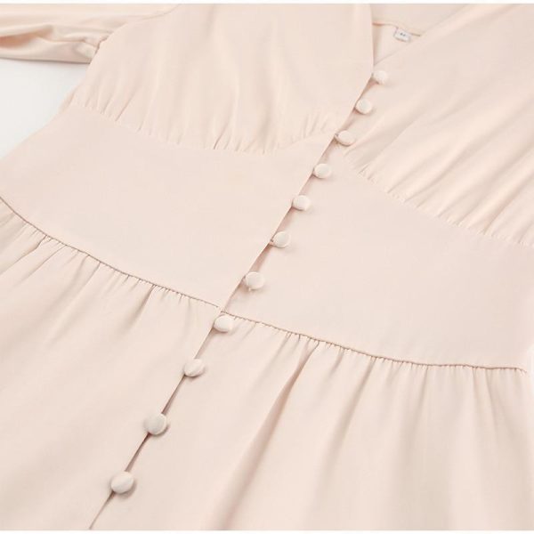 Polka Dot High Waist Midi Dresses Women V-Neck Sweet Long Puff Sleeve Elegant Dress Female 2021 Christmas Lady Party Vestidos - Hplify