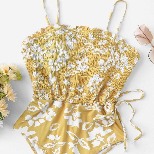 Women Sexy Fold Print Bodysuit Monokini Swimsuit 2021 New Arrival Swimwear Beachwear Padded Straps One Piece Swimsuit - Hplify