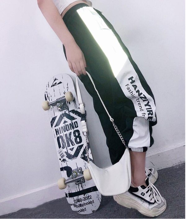 Autumn Harajuku BF Loose Sport Reflective Pants Women Hip Hop High Waist streetwear Cargo Pants Loose Joggers Women - Hplify