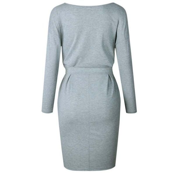 2020 Autumn Midi Party Dress Women Loose Plus Size Dress Female Sexy Casual Knee Length Long Sleeve Dress Ladies With Blet - Hplify