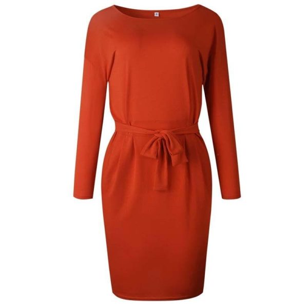 2020 Autumn Midi Party Dress Women Loose Plus Size Dress Female Sexy Casual Knee Length Long Sleeve Dress Ladies With Blet - Hplify